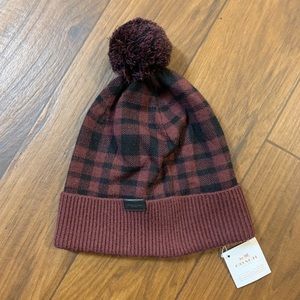Coach Burgandy and Black Beanie Hat NWT